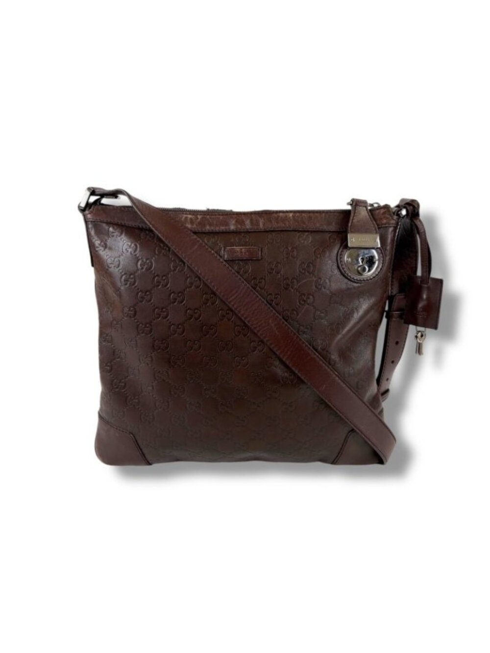 Gucci Shoulder Bag Dark Brown Sima Leather Crossbody